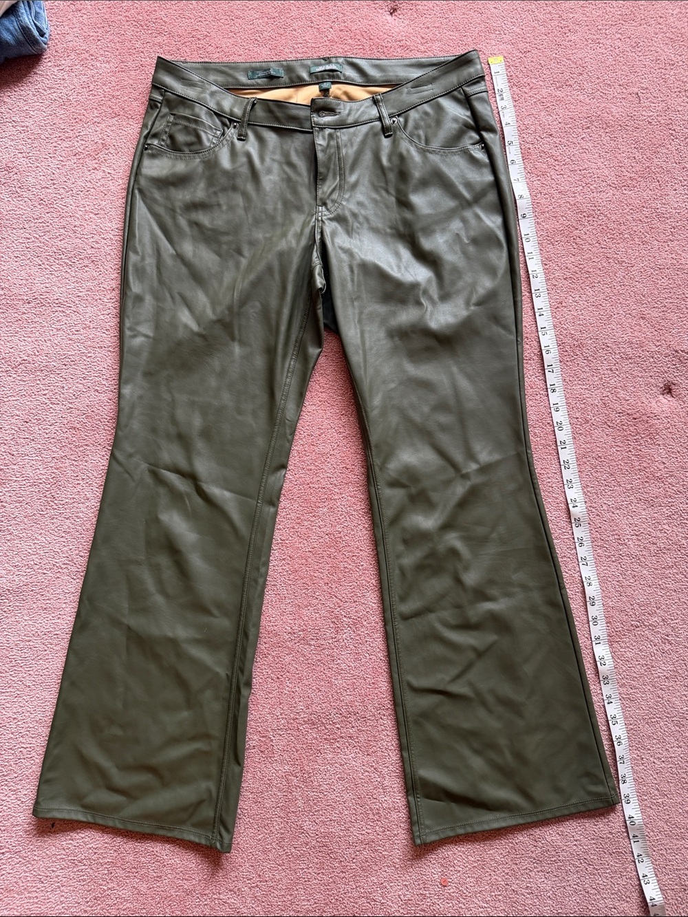 wild fable Olive Green Faux Leather Low-Rise Pants